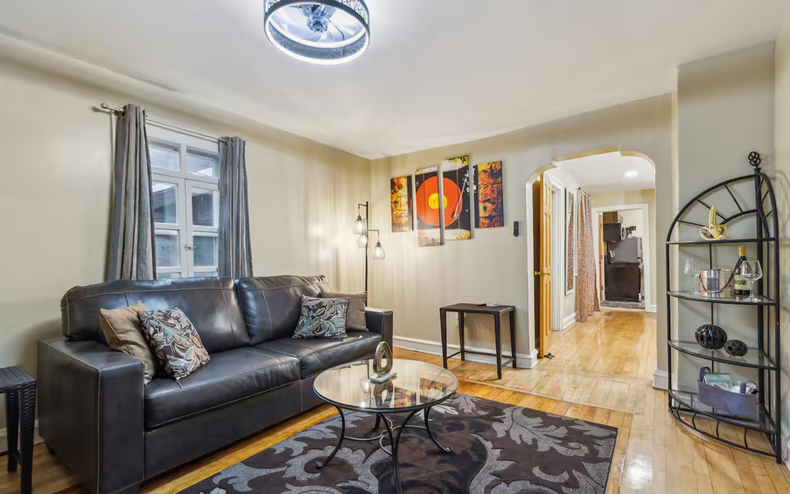 Modern short-term rental living room in Milwaukee